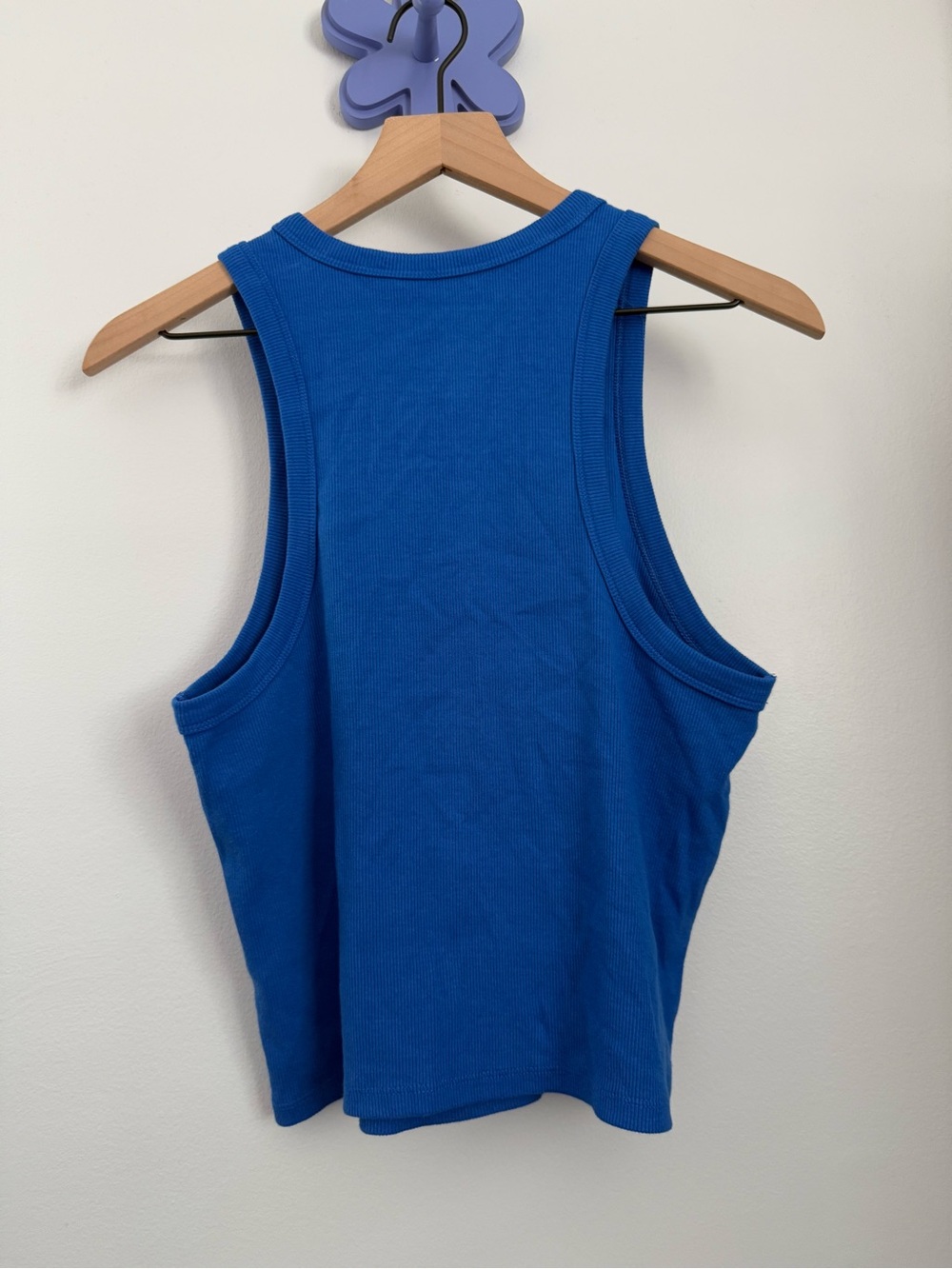 Anthropologie XL Blair Crop Tank Royal Blue Rib Fitted - Picture 3 of 8